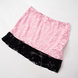SUPER WHOLESALE | Lace Trim Patchwork Long-Sleeve Top and Skirt Set