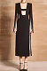 SUPER WHOLESALE | Color-Block Waist-Cinching Slit Bell-Sleeve Dress