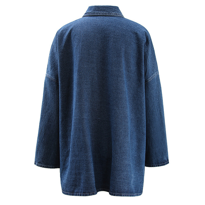 SUPER WHOLESALE |Oversized Shoulder-Sleeve Denim Shirt