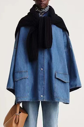 SUPER WHOLESALE |Oversized Shoulder-Sleeve Denim Shirt