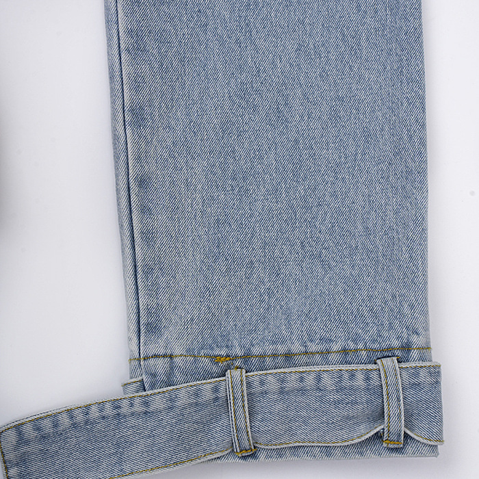 SUPER WHOLESALE |Collared Ruffled Hem Color-Block Patchwork Denim Jacket