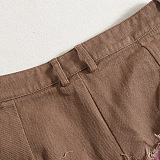 SUPER WHOLESALE | Fringe Patchwork Washed Color-Block PU Casual Pants