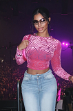 SUPER WHOLESALE | Cropped Fitted Mesh Velvet T-Shirt