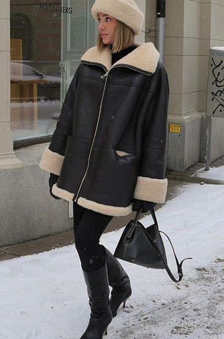 SUPER WHOLESALE | Cashmere Leather Fur Collar Composite Coat