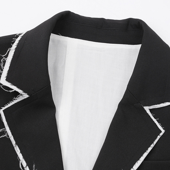 SUPER WHOLESALE | Color-Block Frayed Hem Blazer
