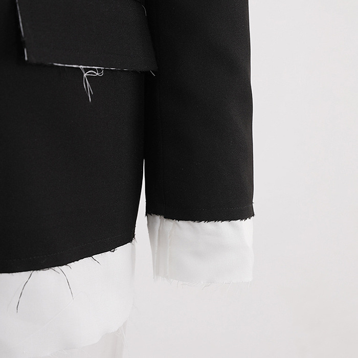SUPER WHOLESALE | Color-Block Frayed Hem Blazer