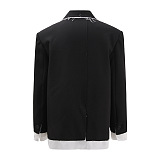 SUPER WHOLESALE | Color-Block Frayed Hem Blazer
