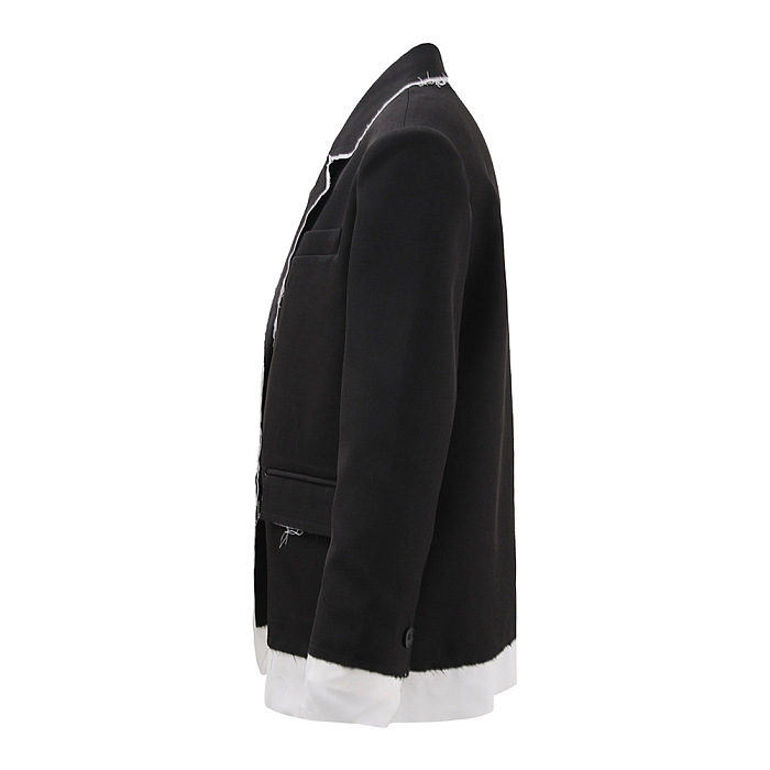 SUPER WHOLESALE | Color-Block Frayed Hem Blazer