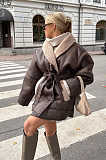 SUPER WHOLESALE | Cashmere Leather Fur Collar Composite Belted Coat