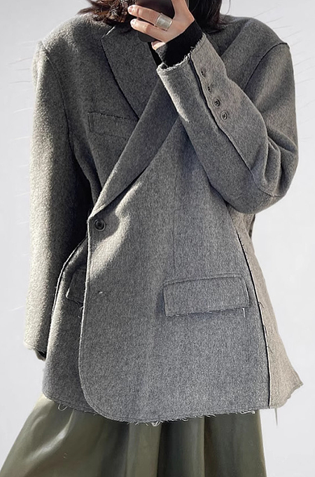 SUPER WHOLESALE | Loose Asymmetric Button Quilted Waist-Cinching Coat