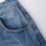 SUPER WHOLESALE | Patchwork Bow Tie-Wash Denim Pants