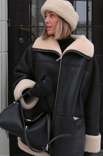 SUPER WHOLESALE | Cashmere Leather Fur Collar Composite Coat
