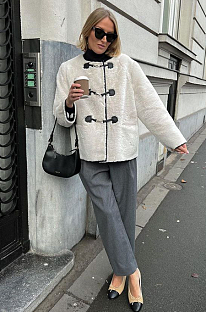 SUPER WHOLESALE | Cashmere Women’s Metal Lock Clasp Cardigan Coat