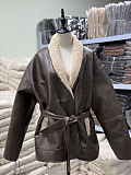 SUPER WHOLESALE | Cashmere Leather Fur Collar Composite Belted Coat