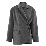 SUPER WHOLESALE | Loose Asymmetric Button Quilted Waist-Cinching Coat