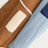 SUPER WHOLESALE | Patchwork Lamb Wool Lining Oversized Collared Long Thick Coat
