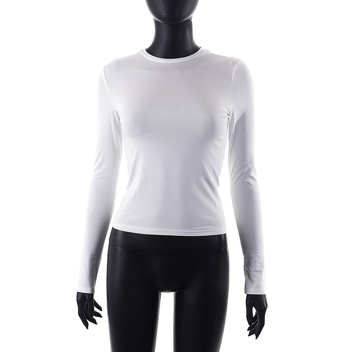 SUPER WHOLESALE | Solid Color Round Neck Long Sleeve Basic T-shirt