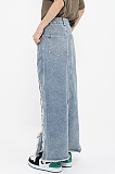 SUPER WHOLESALE | Frayed Hem Ripped Long Skirt