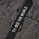 SUPER WHOLESALE | Vintage Washed Patchwork Woven Belt Denim Pants