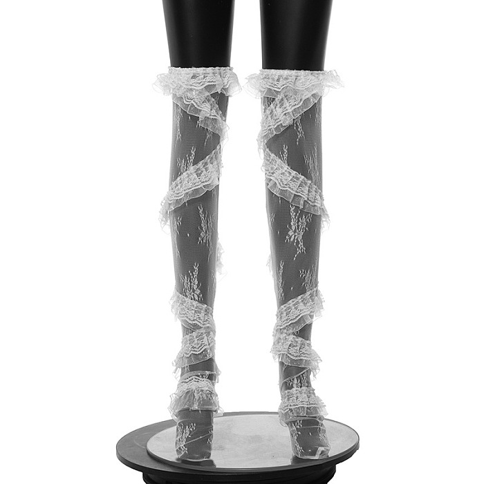 SUPER WHOLESALE | Lace Spin Trim Over-the-Knee Socks