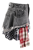SUPER WHOLESALE | Deconstructed Asymmetric Plaid Patchwork Skirt