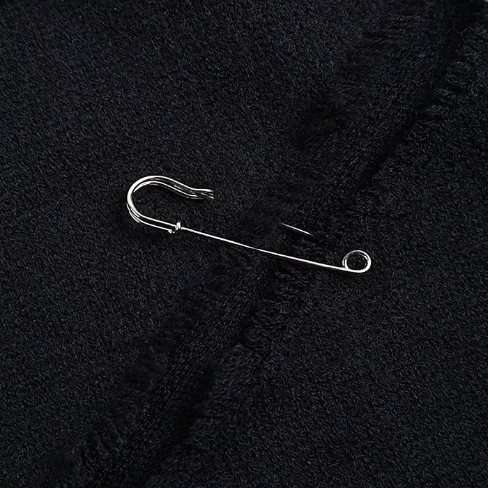 SUPER WHOLESALE | Distressed Hole With Safety Pin Decorated Knit Sweater