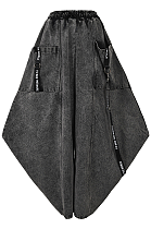 SUPER WHOLESALE | Vintage Washed Patchwork Woven Belt Denim Pants