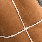 SUPER WHOLESALE | Patchwork Lamb Wool Lining Oversized Collared Long Thick Coat