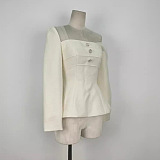 SUPER WHOLESALE |Asymmetric Shoulder Waist-Cinching Top With Lace Mesh Skirt Set