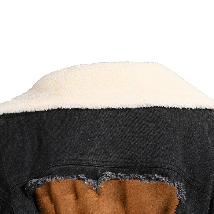 SUPER WHOLESALE | Patchwork Lamb Wool Lining Oversized Collared Long Thick Coat