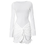SUPER WHOLESALE |Round Neck Long Sleeve Bodycon Short Dress