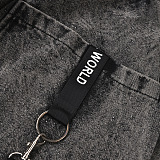 SUPER WHOLESALE | Vintage Washed Patchwork Woven Belt Denim Pants