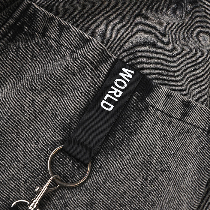 SUPER WHOLESALE | Vintage Washed Patchwork Woven Belt Denim Pants