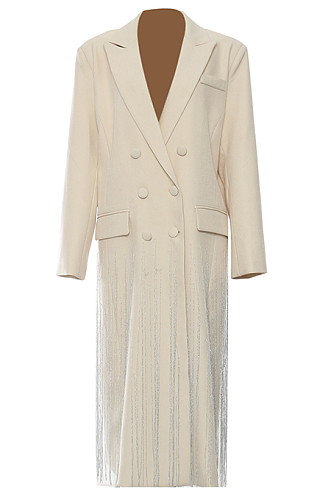 SUPER WHOLESALE | Fringe-Decorated Long Trench Coat