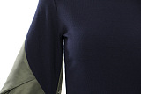 SUPER WHOLESALE | Color-Block Patchwork Puffed Sleeve Fitted Knit Dress