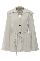 SUPER WHOLESALE | Navy Collar Tie-Waist Loose Blazer