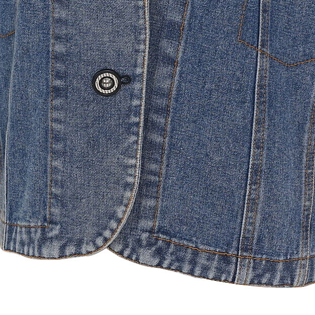 SUPER WHOLESALE | Denim Patchwork Color-Block Shoulder Cotton Blazer Vest