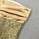 SUPER WHOLESALE | Sequin Beaded Sleeveless Strapless Evening Gown