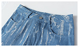 SUPER WHOLESALE | Textured Distressed Denim Flare Pants