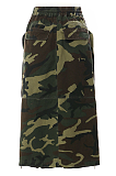 SUPER WHOLESALE | Camouflage Zipper Pocket Side-Slit Midi Skirt