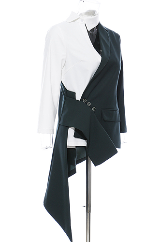 SUPER WHOLESALE | Asymmetric Patchwork Color-Block Blazer