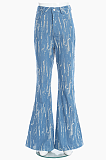 SUPER WHOLESALE | Textured Distressed Denim Flare Pants