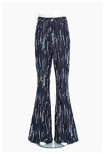 SUPER WHOLESALE | Textured Distressed Denim Flare Pants