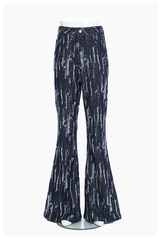 SUPER WHOLESALE | Textured Distressed Denim Flare Pants