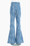 SUPER WHOLESALE | Textured Distressed Denim Flare Pants