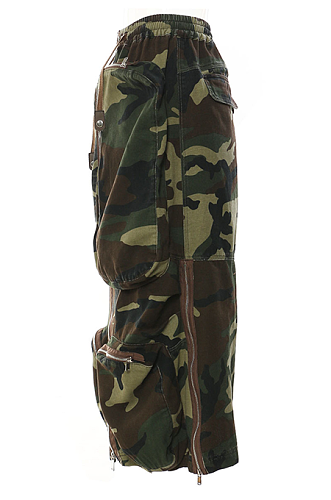 SUPER WHOLESALE | Camouflage Zipper Pocket Side-Slit Midi Skirt