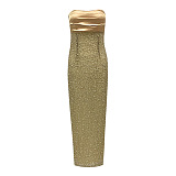 SUPER WHOLESALE | Sequin Beaded Sleeveless Strapless Evening Gown
