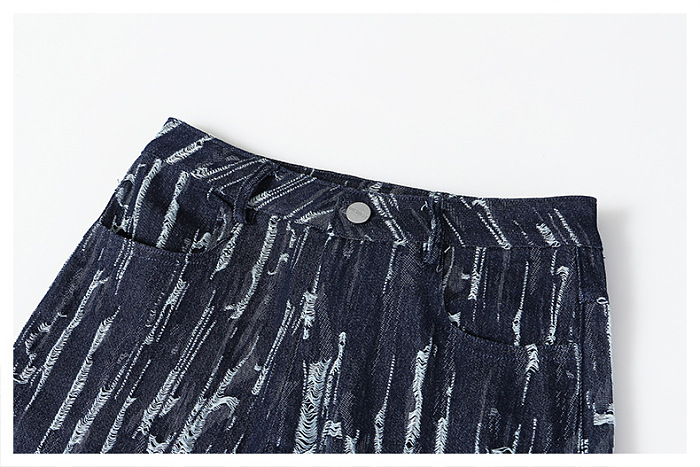 SUPER WHOLESALE | Textured Distressed Denim Flare Pants