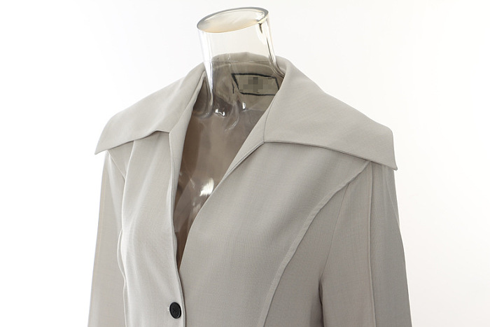 SUPER WHOLESALE | Navy Collar Tie-Waist Loose Blazer