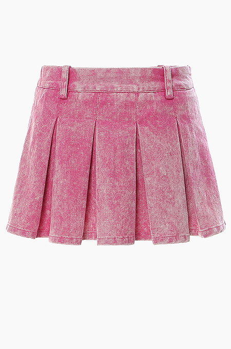 SUPER WHOLESALE | Washed Denim Pleated Skirt